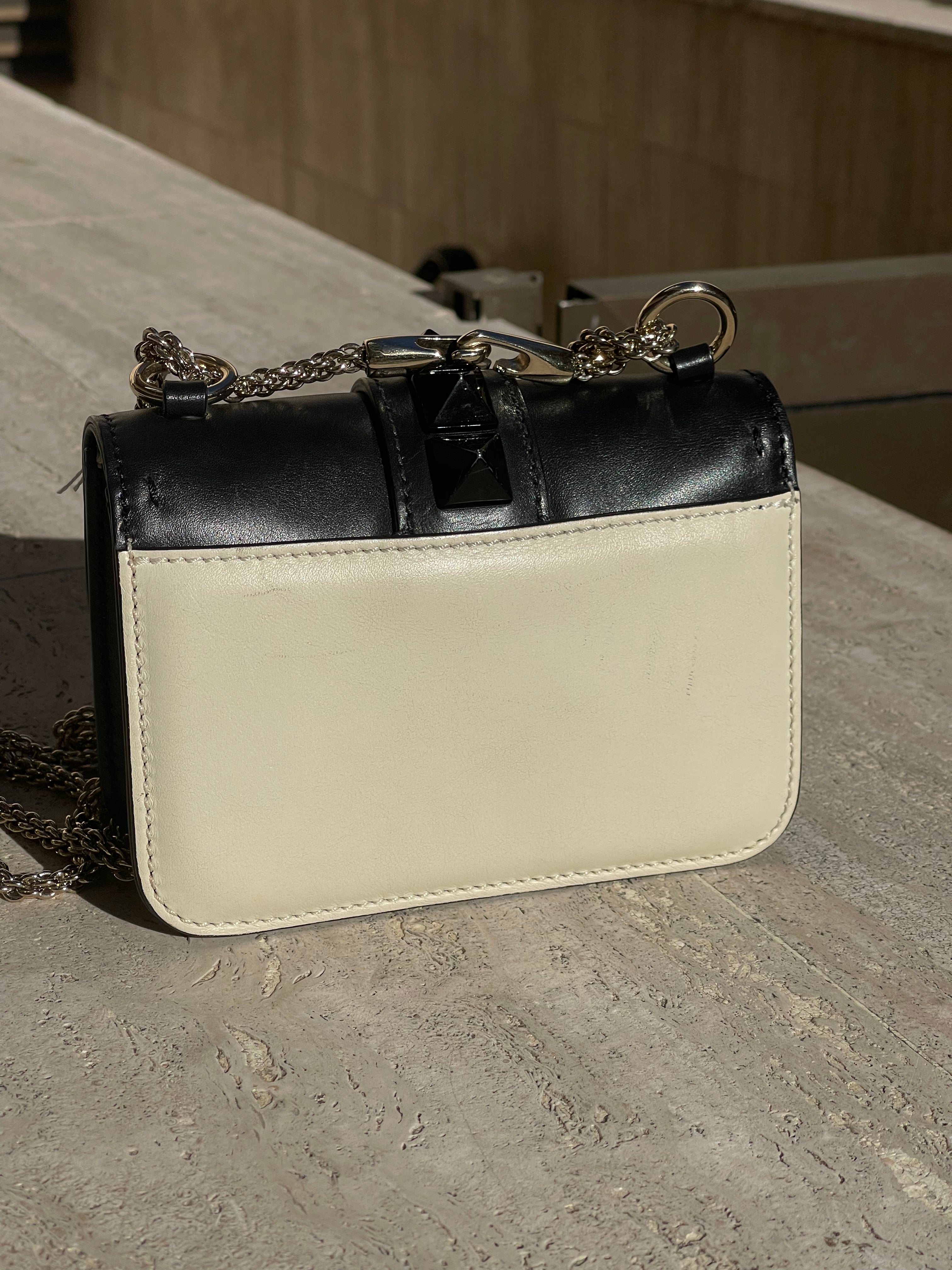 Valentino - mini glam lock bag in two-tone leather