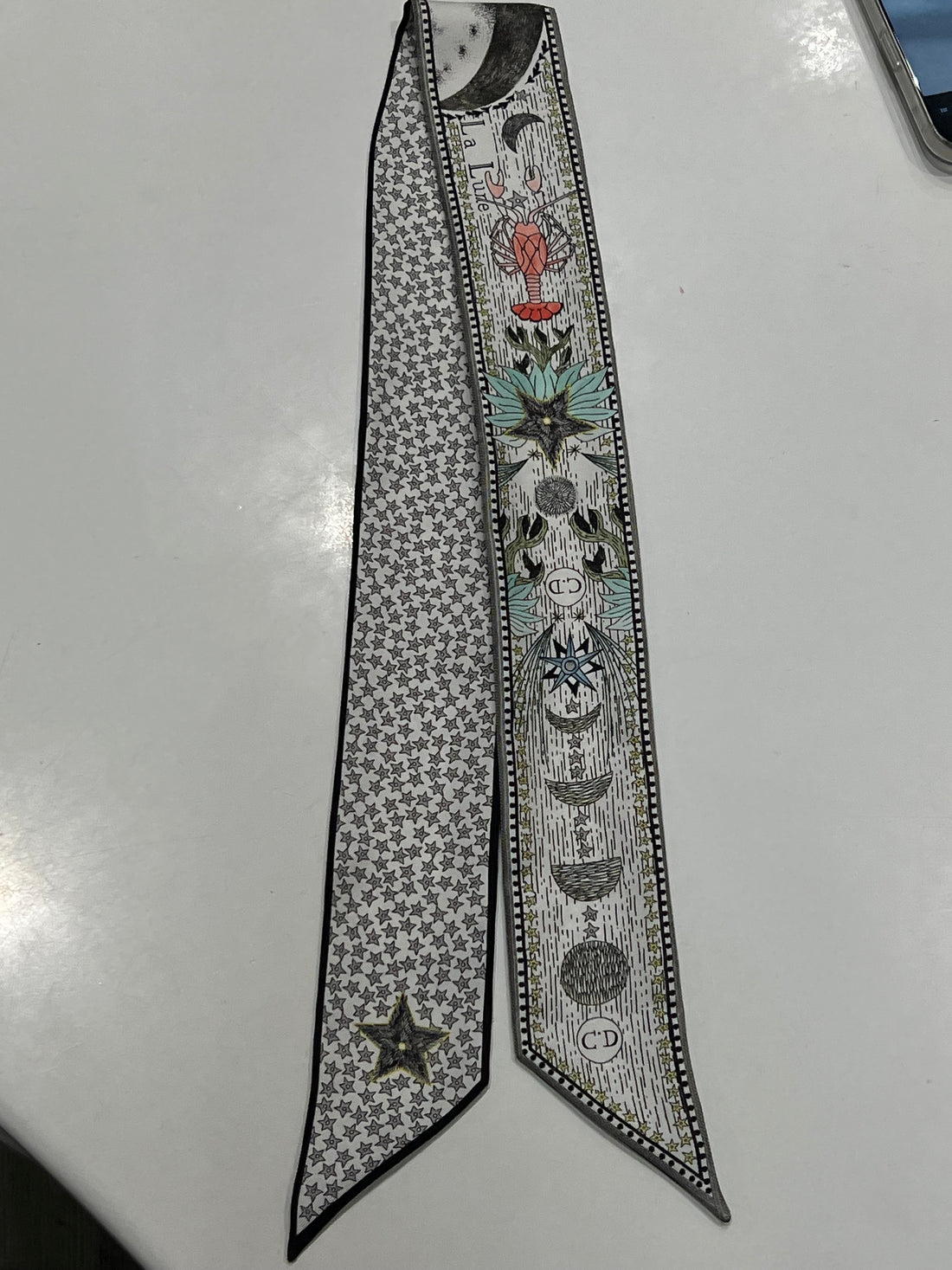 Dior- Twilly « la lune » soie blanc et noir