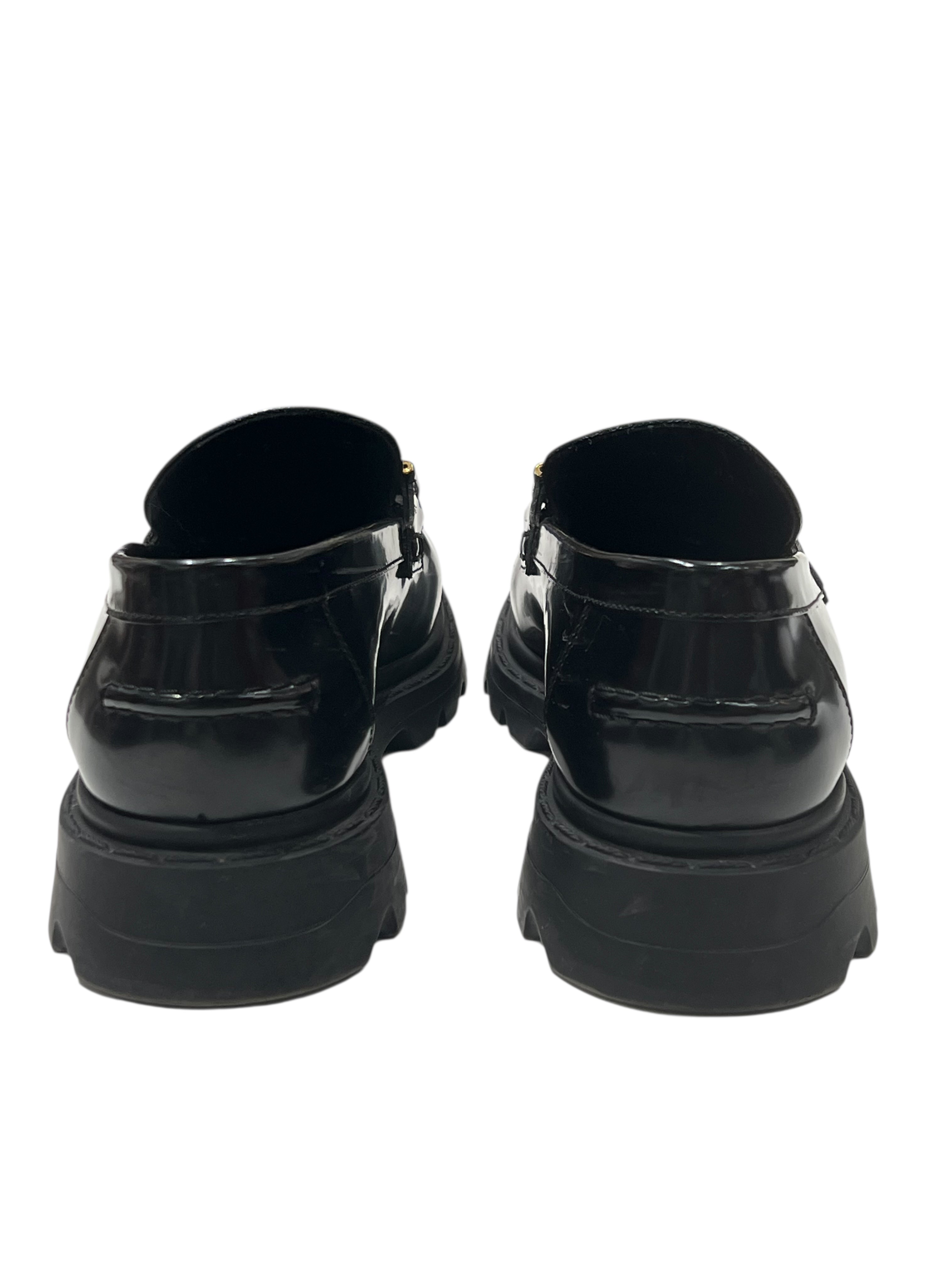 Dior - mocassins code cuir noir T 38,5
