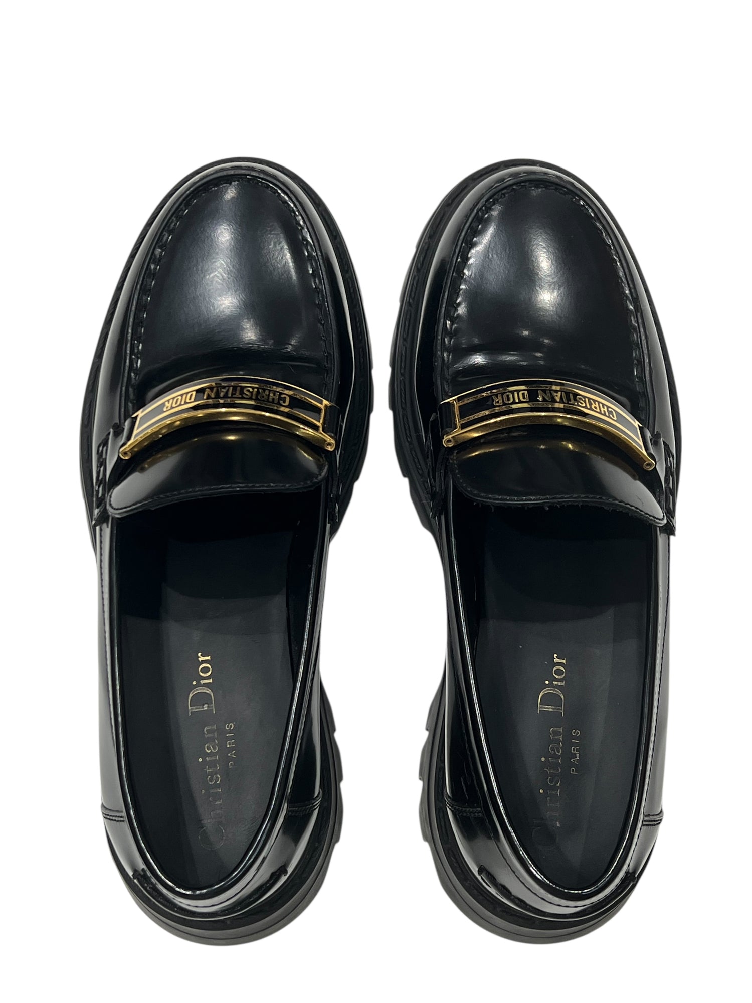 Dior - mocassins code cuir noir T 38,5