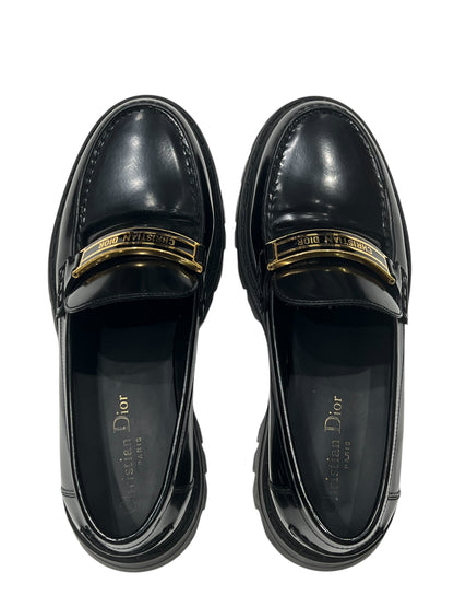 Dior - mocassins code cuir noir T 38,5