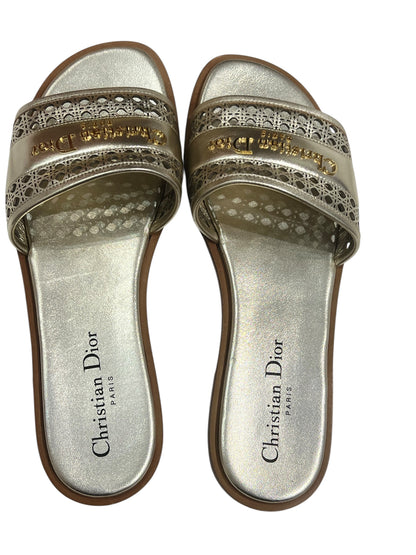 Dior - mules cannage dorées T 36,5
