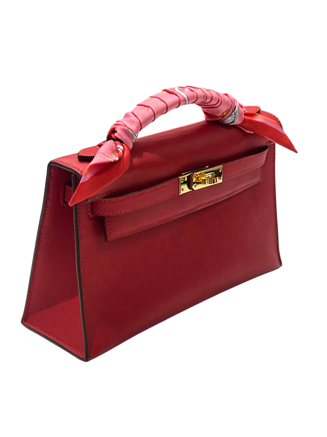 Hermès – Kelly-Clutch aus Swift-Leder in strahlendem Rot, 2025