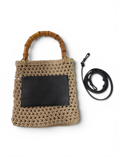 Jil Sanders - Petit sac en corde et cuir noir