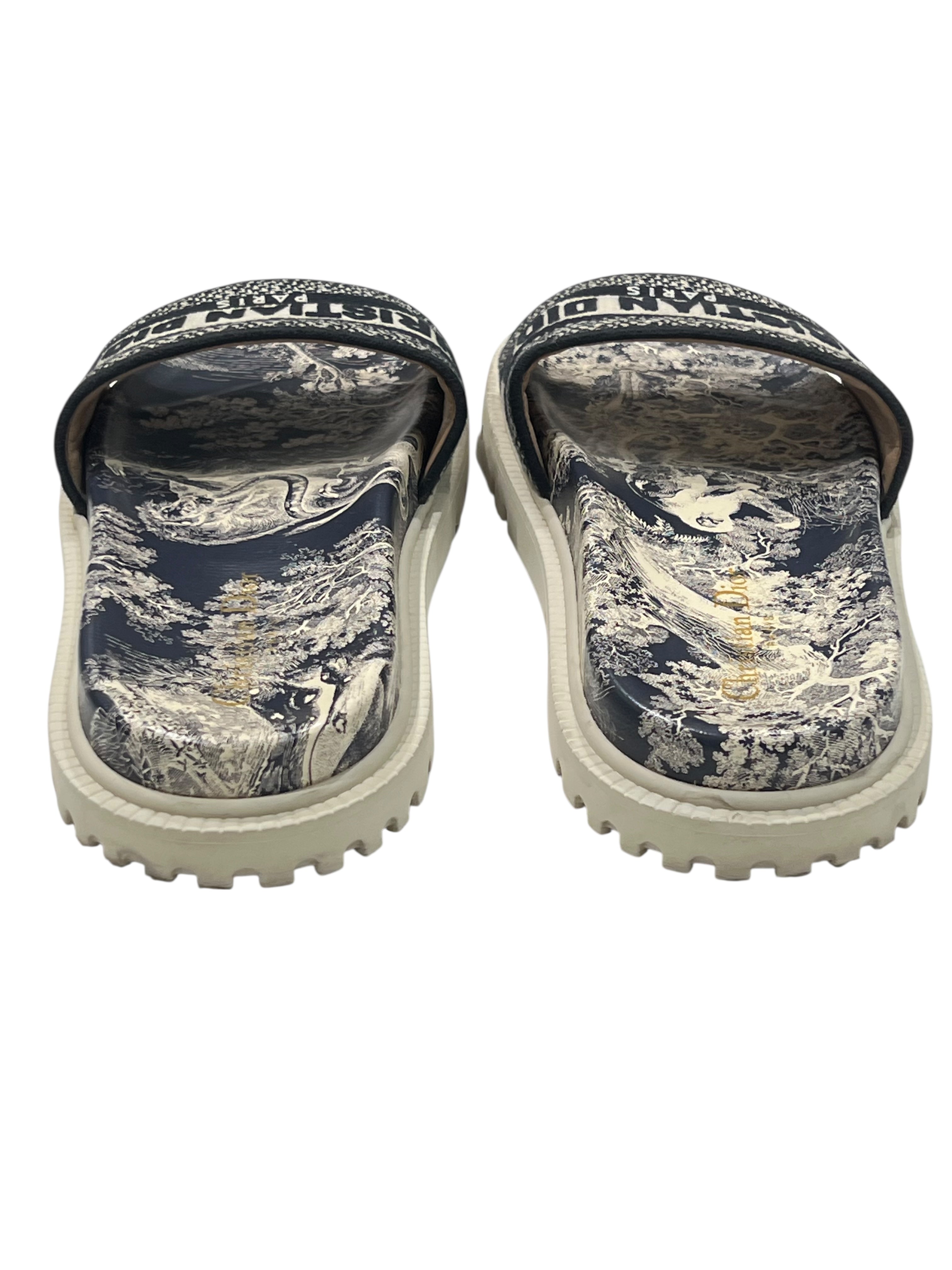 Dior - mules Dway motif toile de jouy T39,5