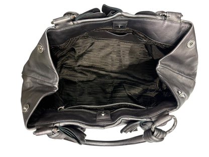 Prada - Sac cabas Canapa froncés gris métallisé