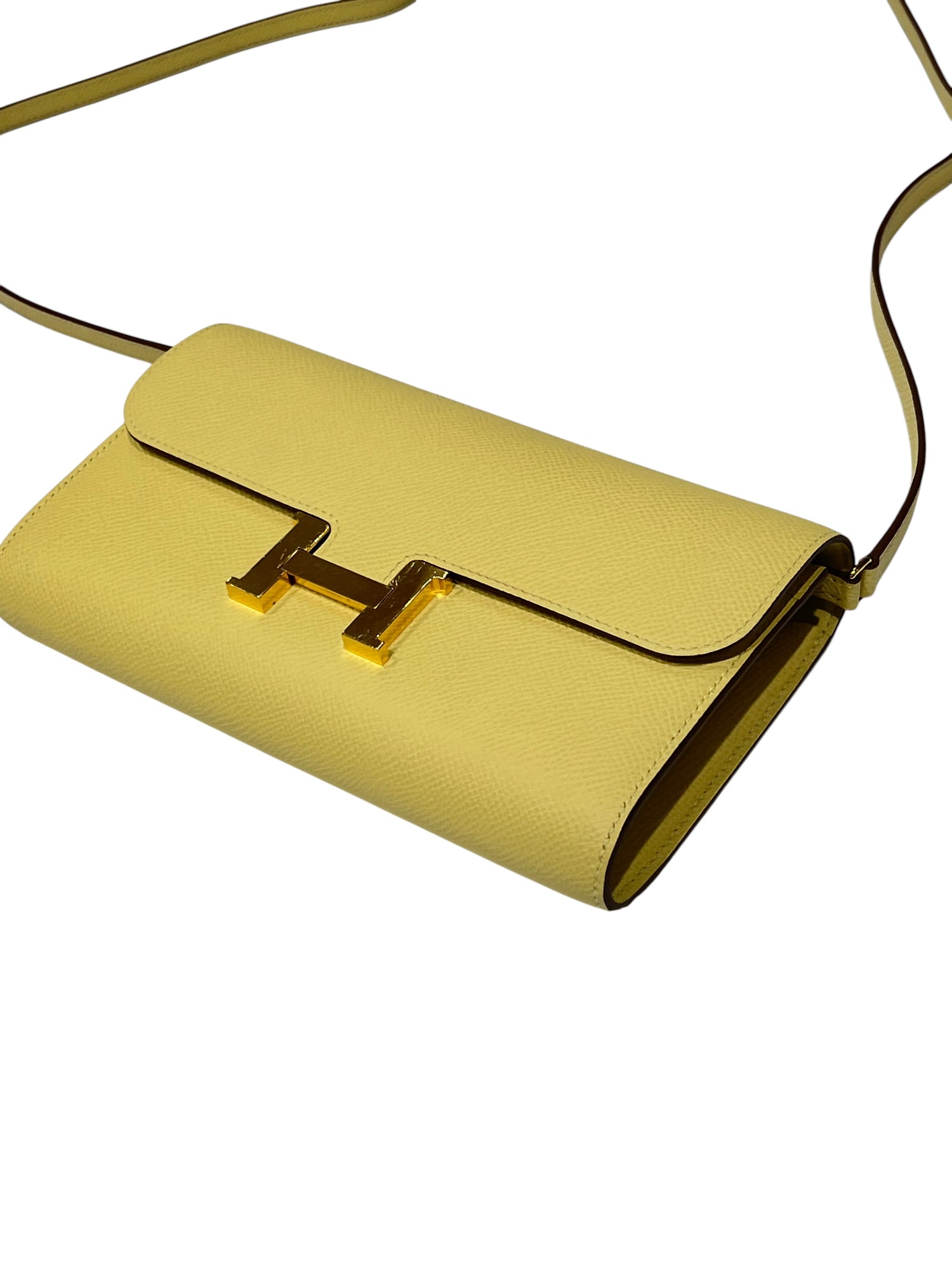 Hermès - pochette constance on the go epsom jaune poussin