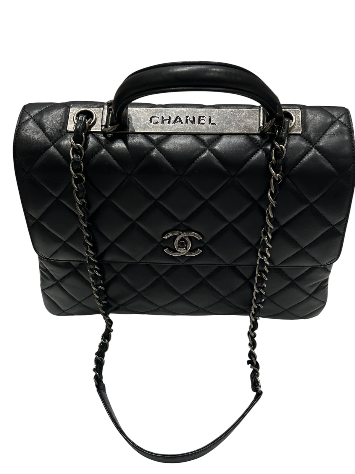 Chanel – Maxi-Trendy-Tasche aus schwarzem Lammleder