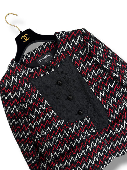 Chanel - Veste Tweed rouge et noir  T40