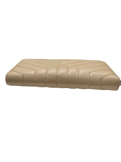 Saint Laurent - Portefeuille Cassandre en cuir lisse beige