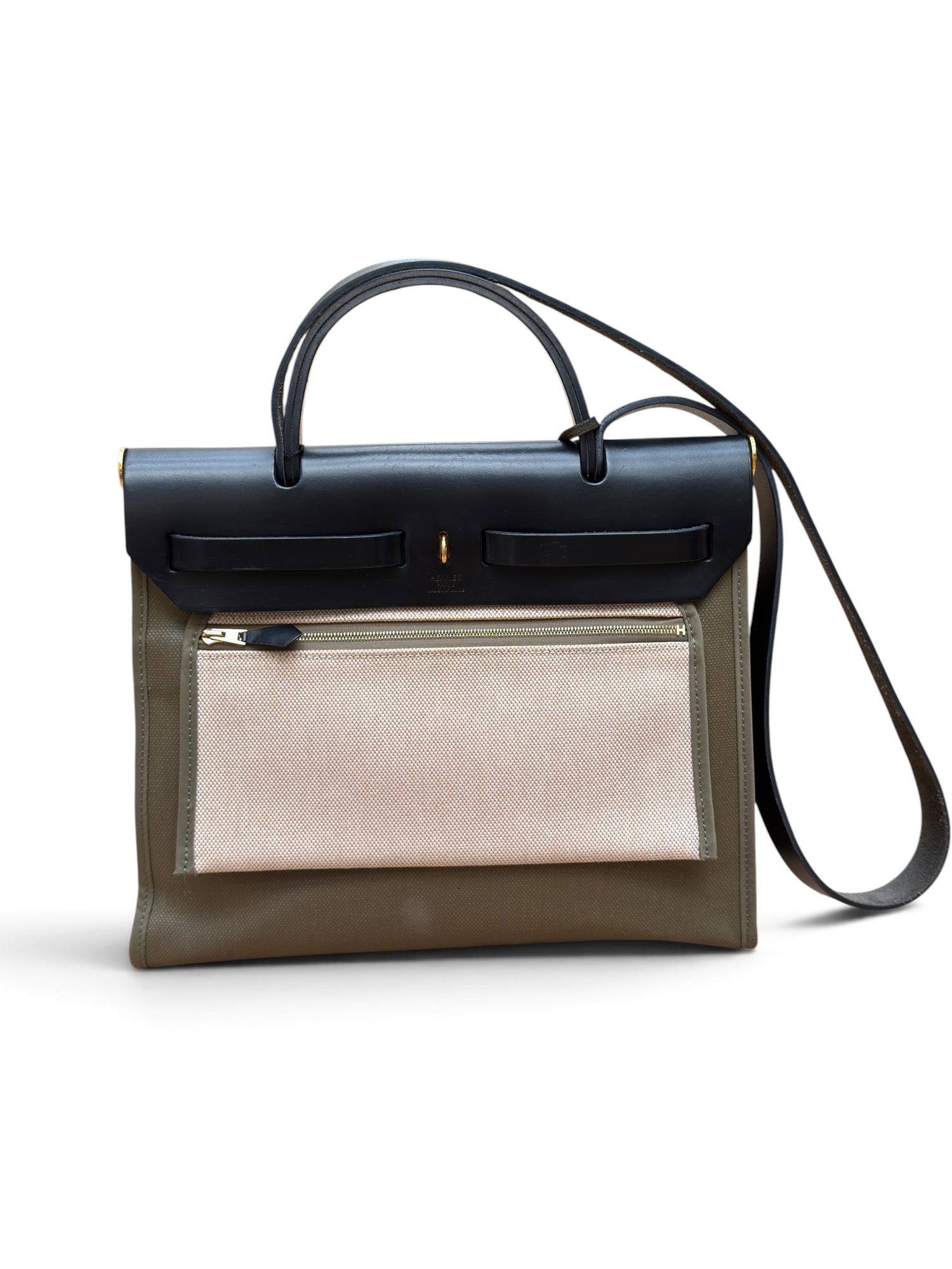 Hermès - Sac Herbag 31 Kaki et Noir