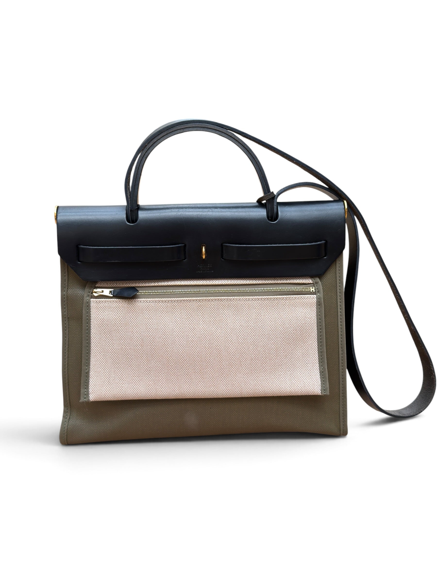 Hermès - Sac Herbag 31 Kaki et Noir