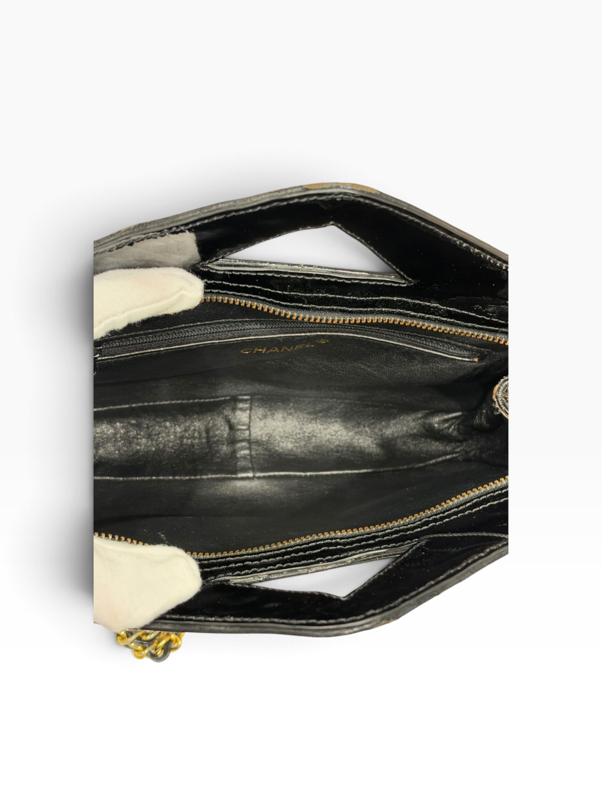 Chanel - sac cuir vernis noir vintage