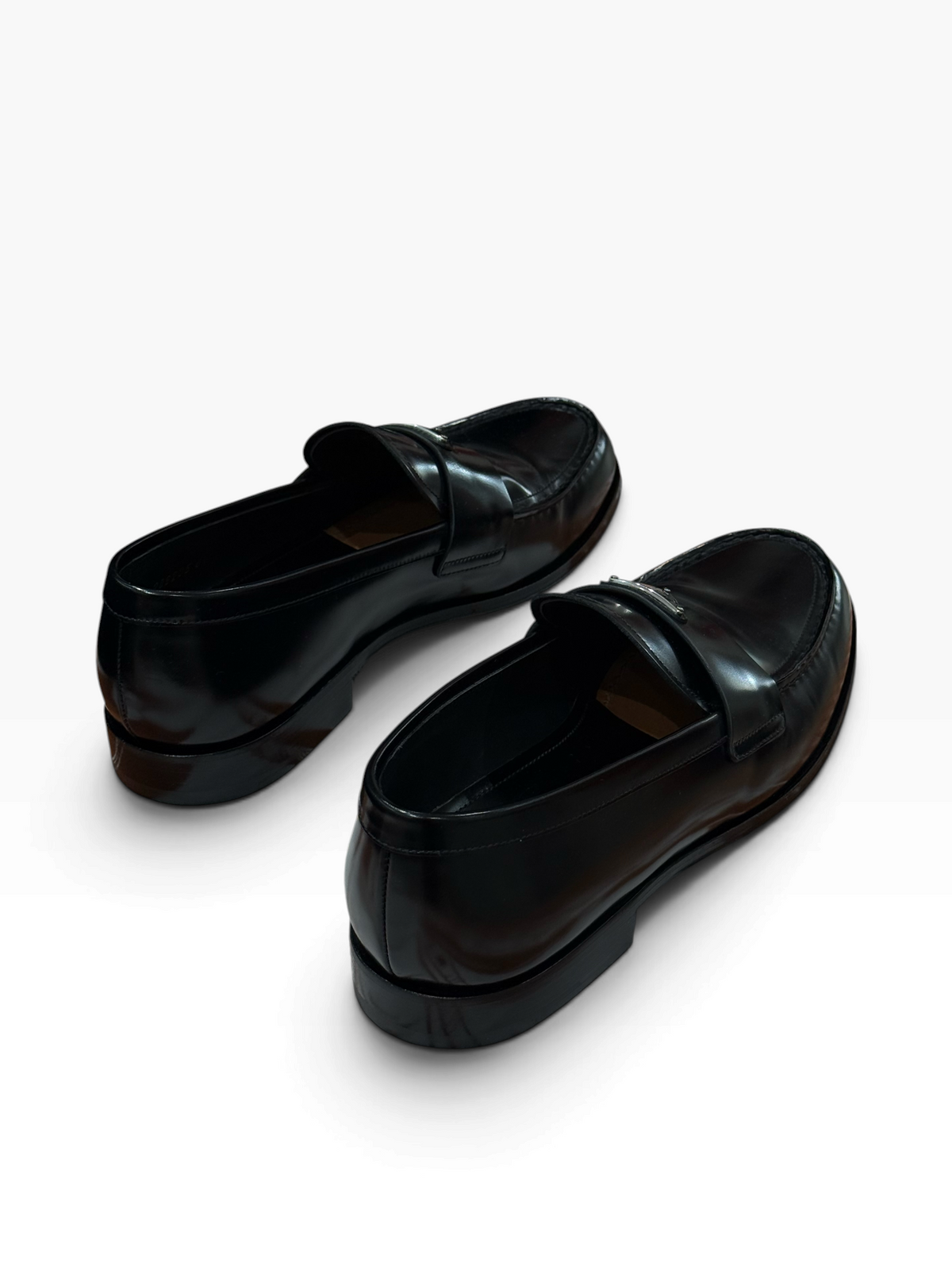Prada – Mocassins noirs glacés – T40,5