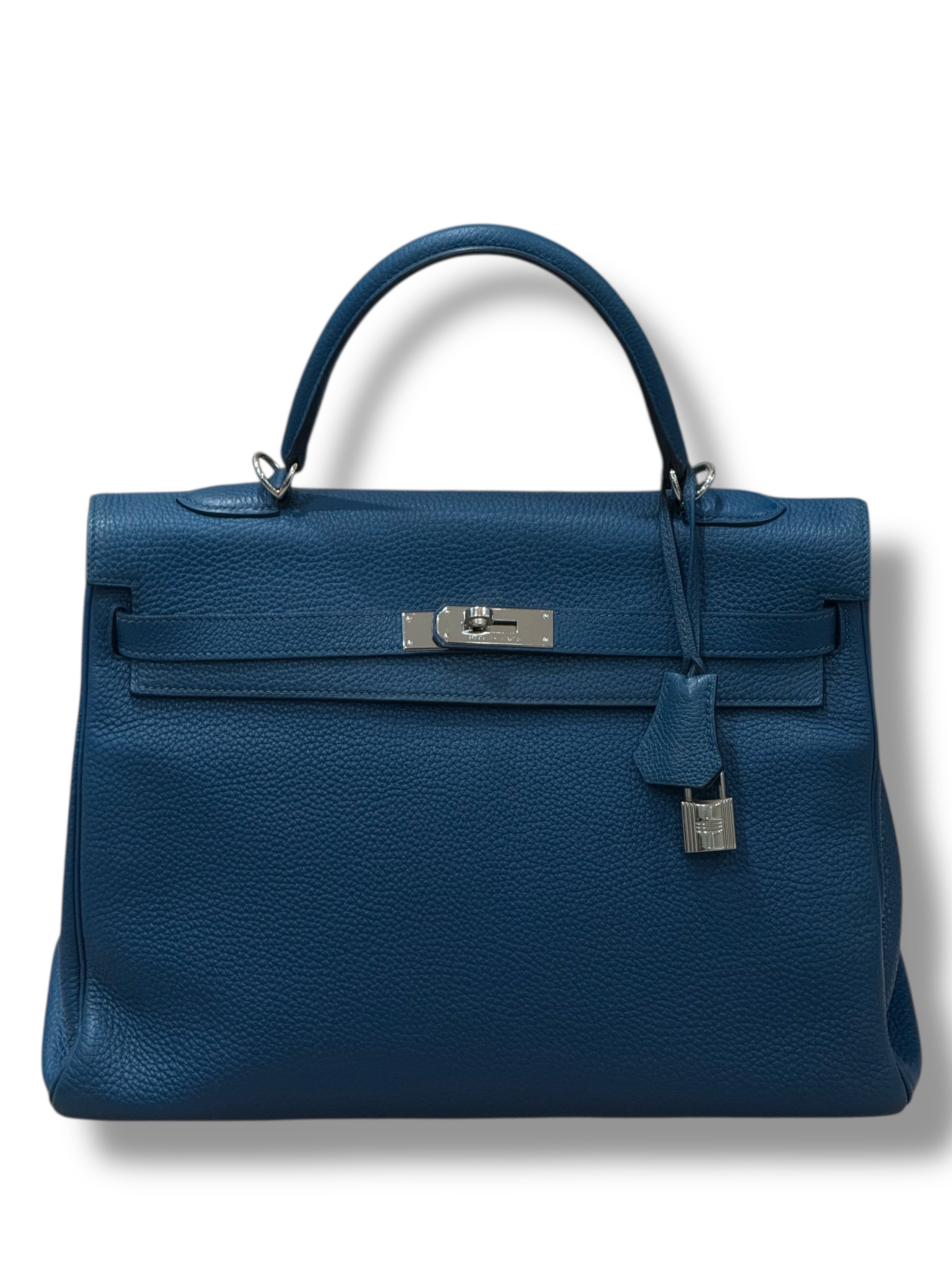 Hermès - sac Kelly 35 cuir Togo Bleu de Malte PHW