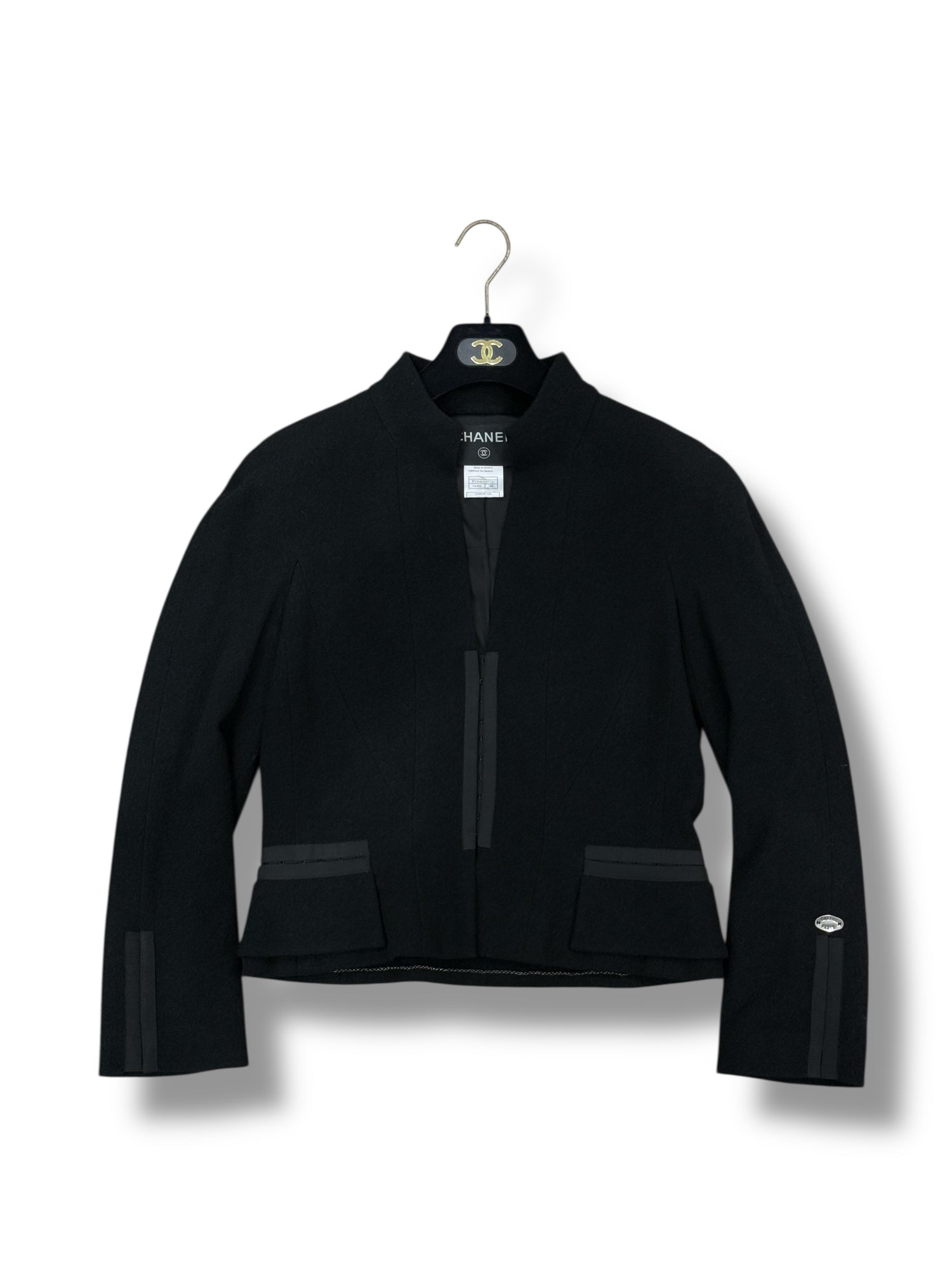 Chanel - Veste Laine Et Soie Noire T40 | Les Folies d&