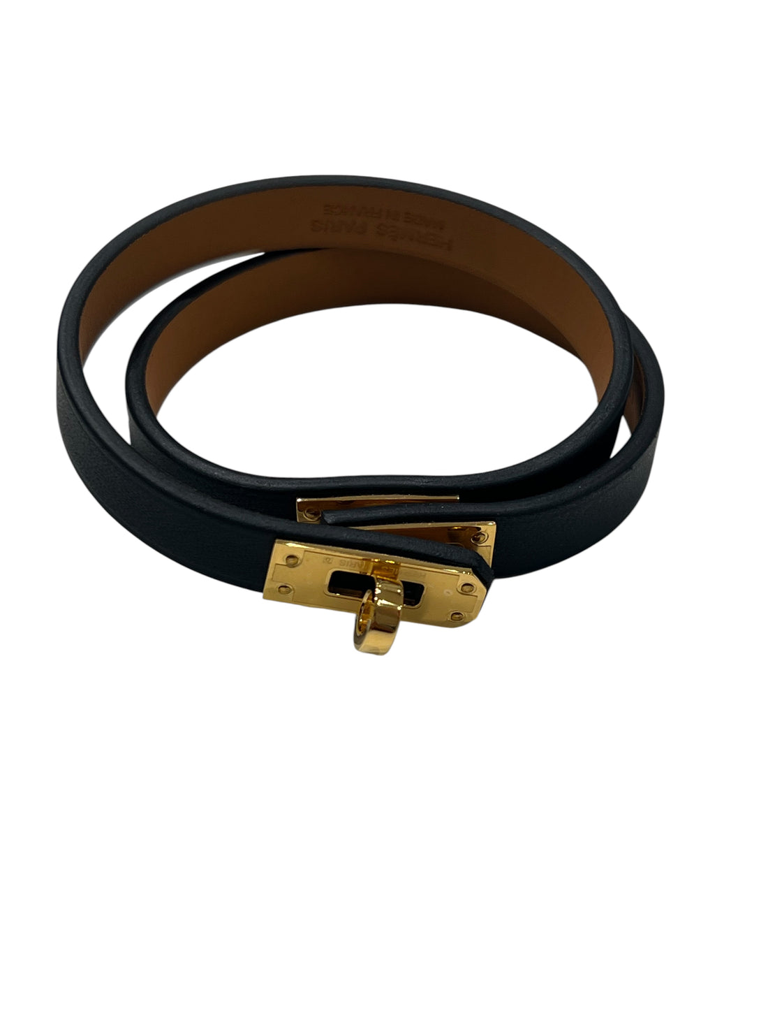 Hermès - bracelet mini Kelly cuir noir GHW
