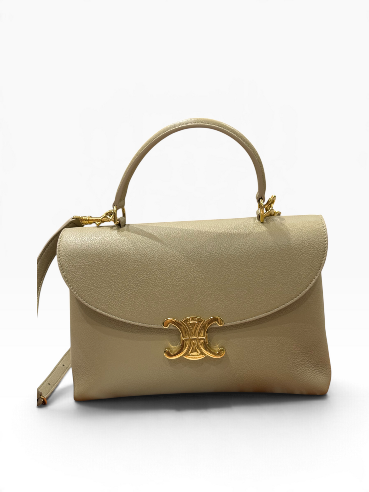 Céline / sac nano triomphe cuir beige