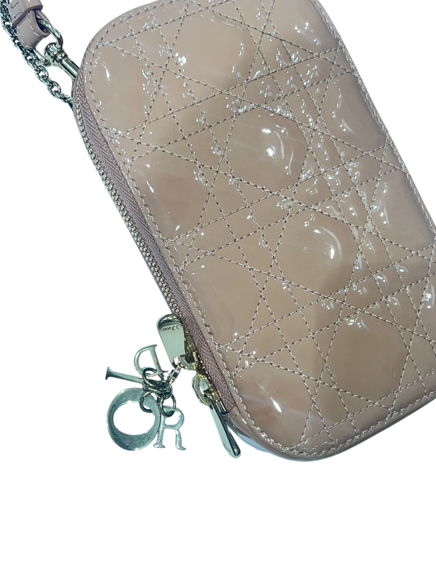 Dior - sac calling cuir verni nude