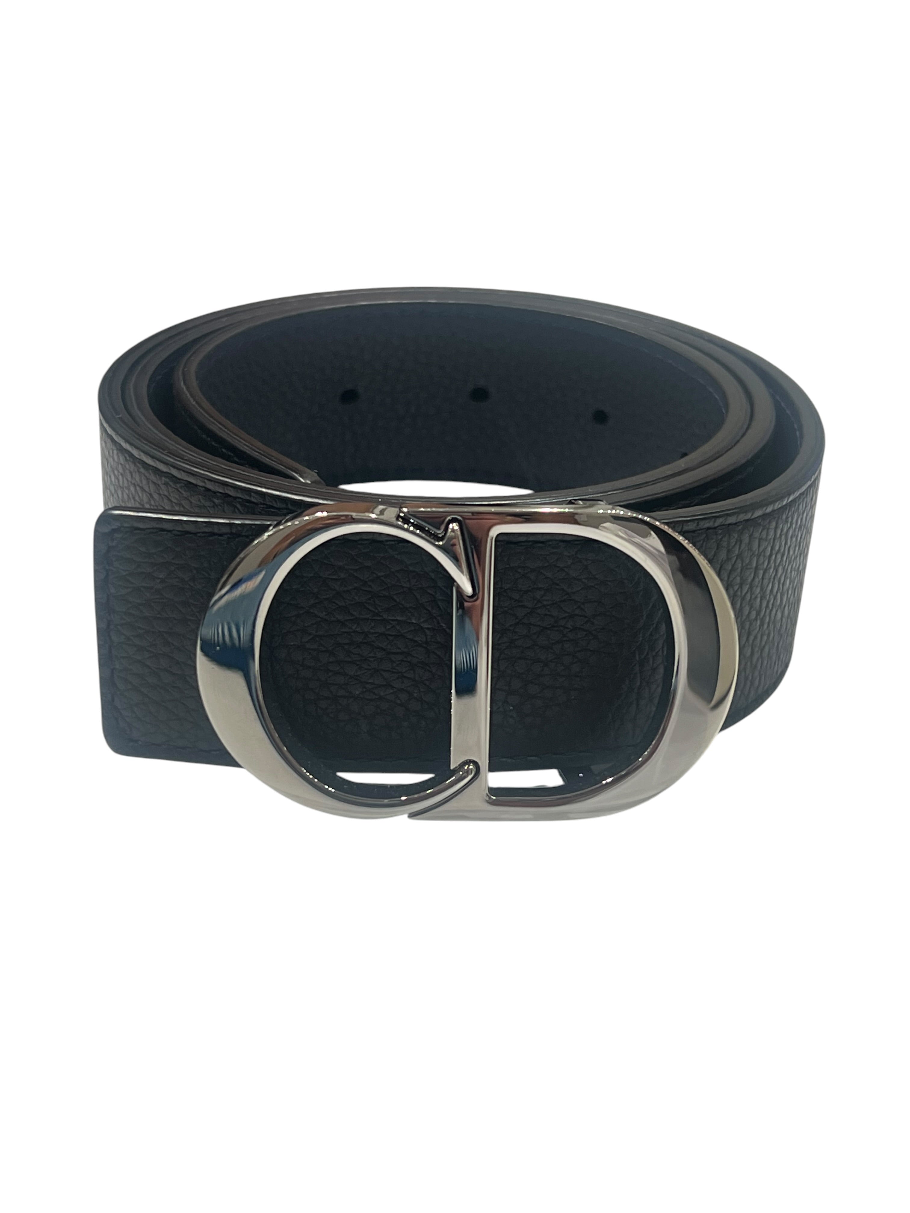 Dior - ceinture homme cuir marine et noir réversible