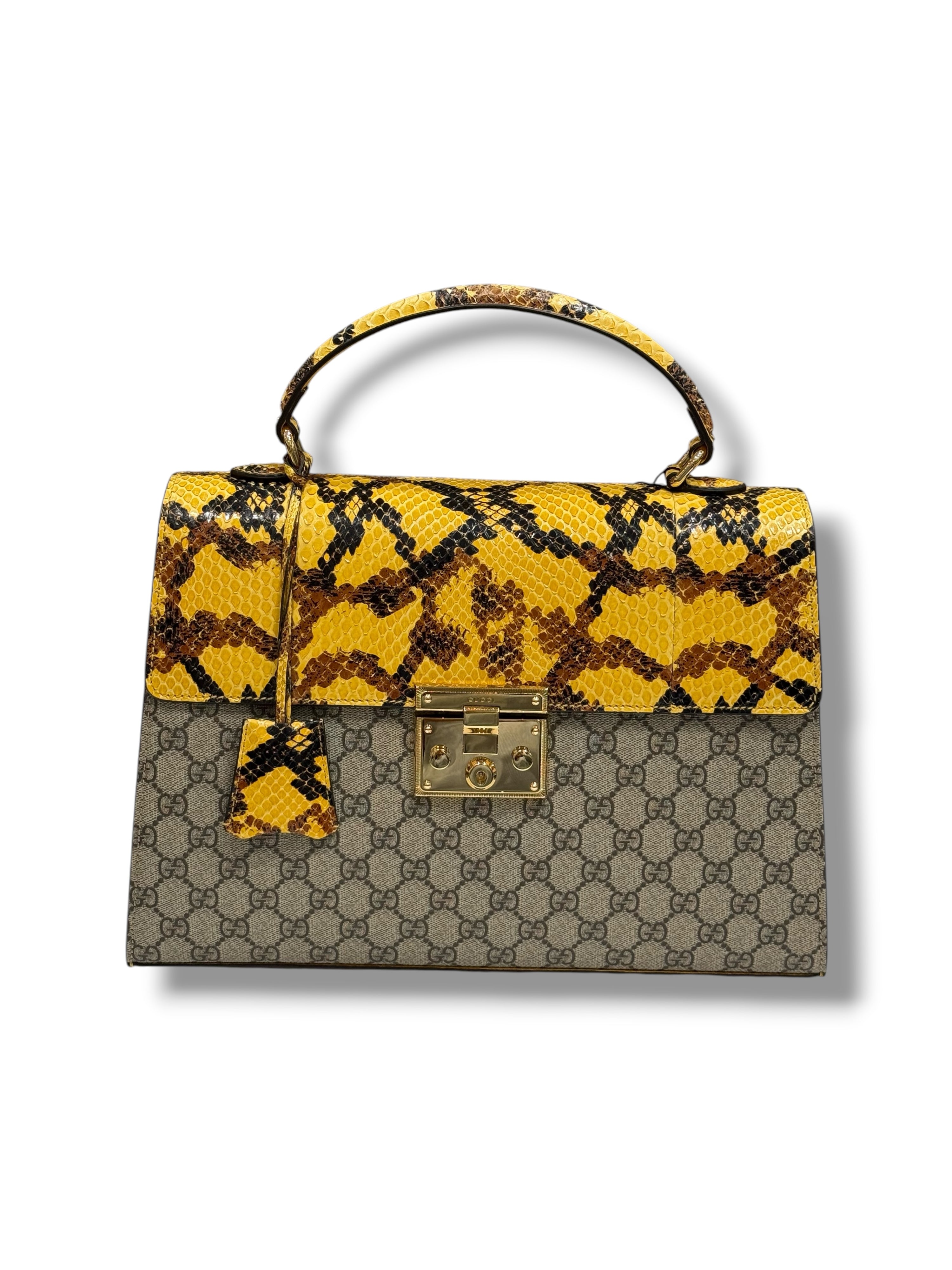 Gucci - Sac Padlock GM Be touch toile et python