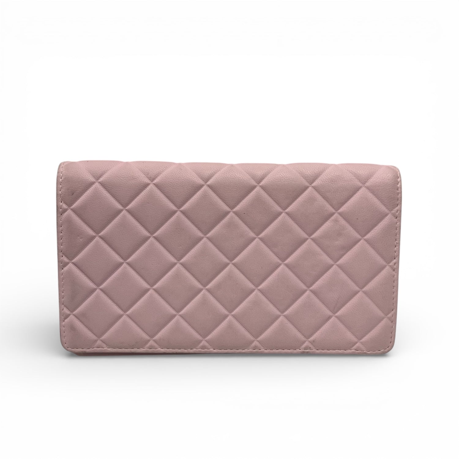 Chanel - Portefeuille cuir rose mat