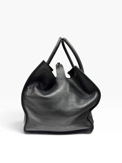 Céline - Sac Phantom Luggage cuir noir embossé croco