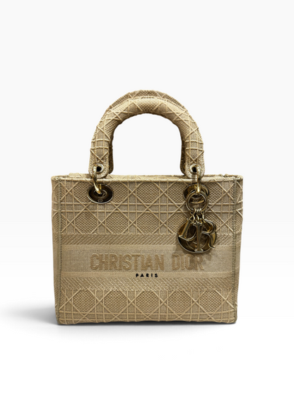 Christian Dior - Sac D-Lite MM toile cannage beige