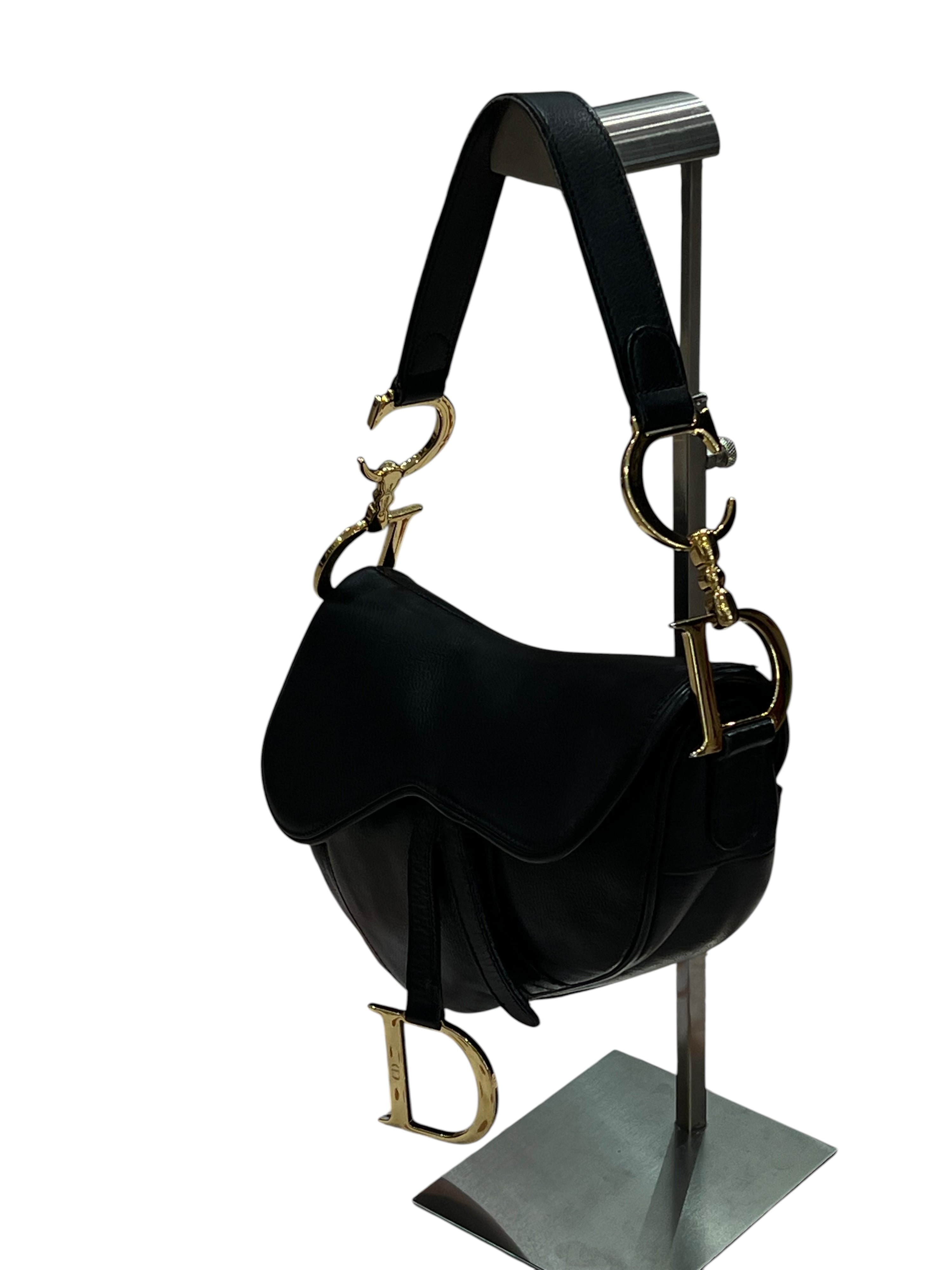 Dior - sac saddle cuir noir vintage