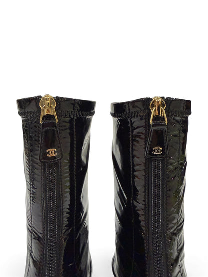 Chanel - Bottines en cuir vernis t.39 1/2