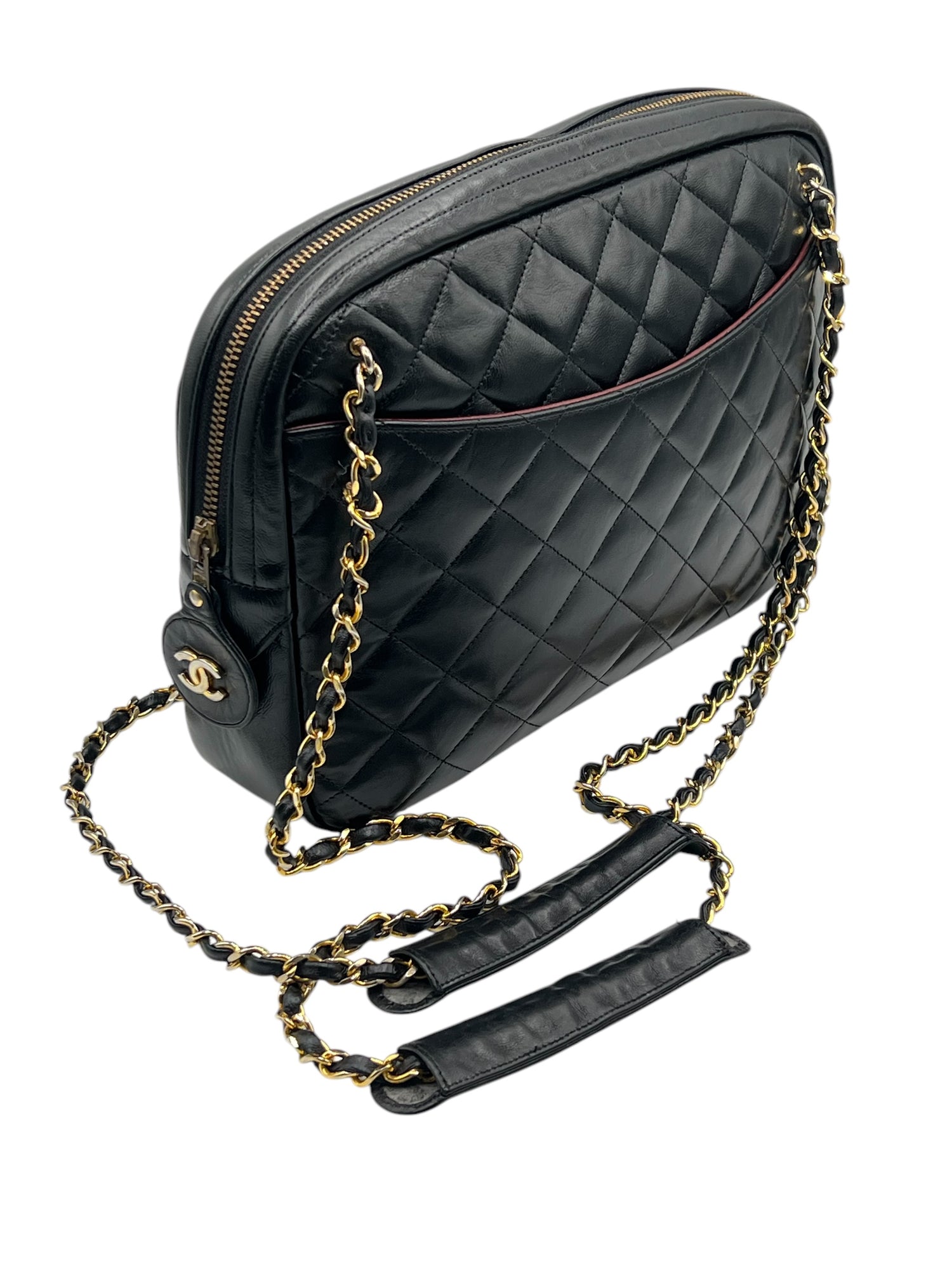 Chanel - sac caméra cuir noir vintage