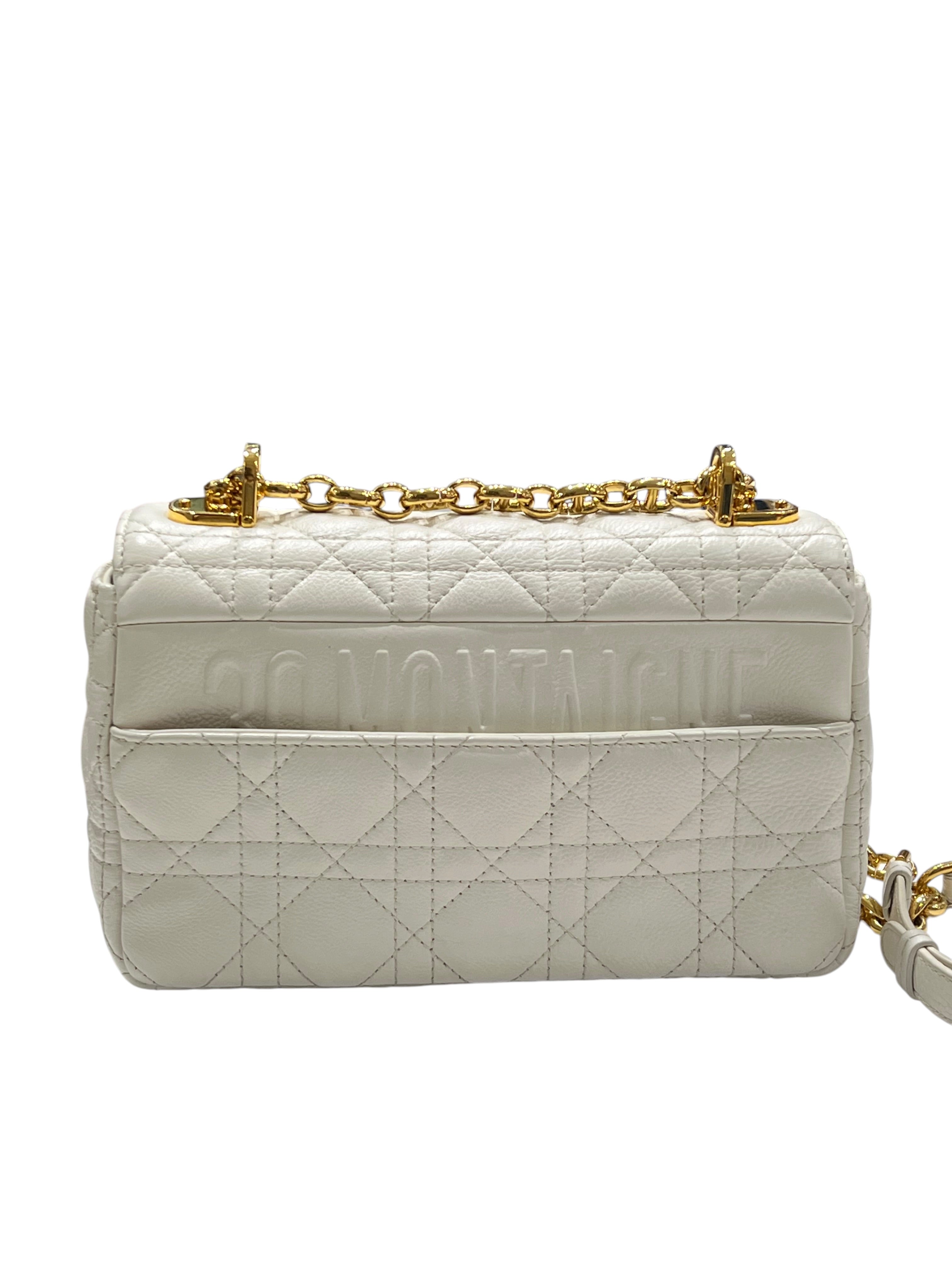 Dior - sac 30 Montaigne small cuir cannage souple blanc