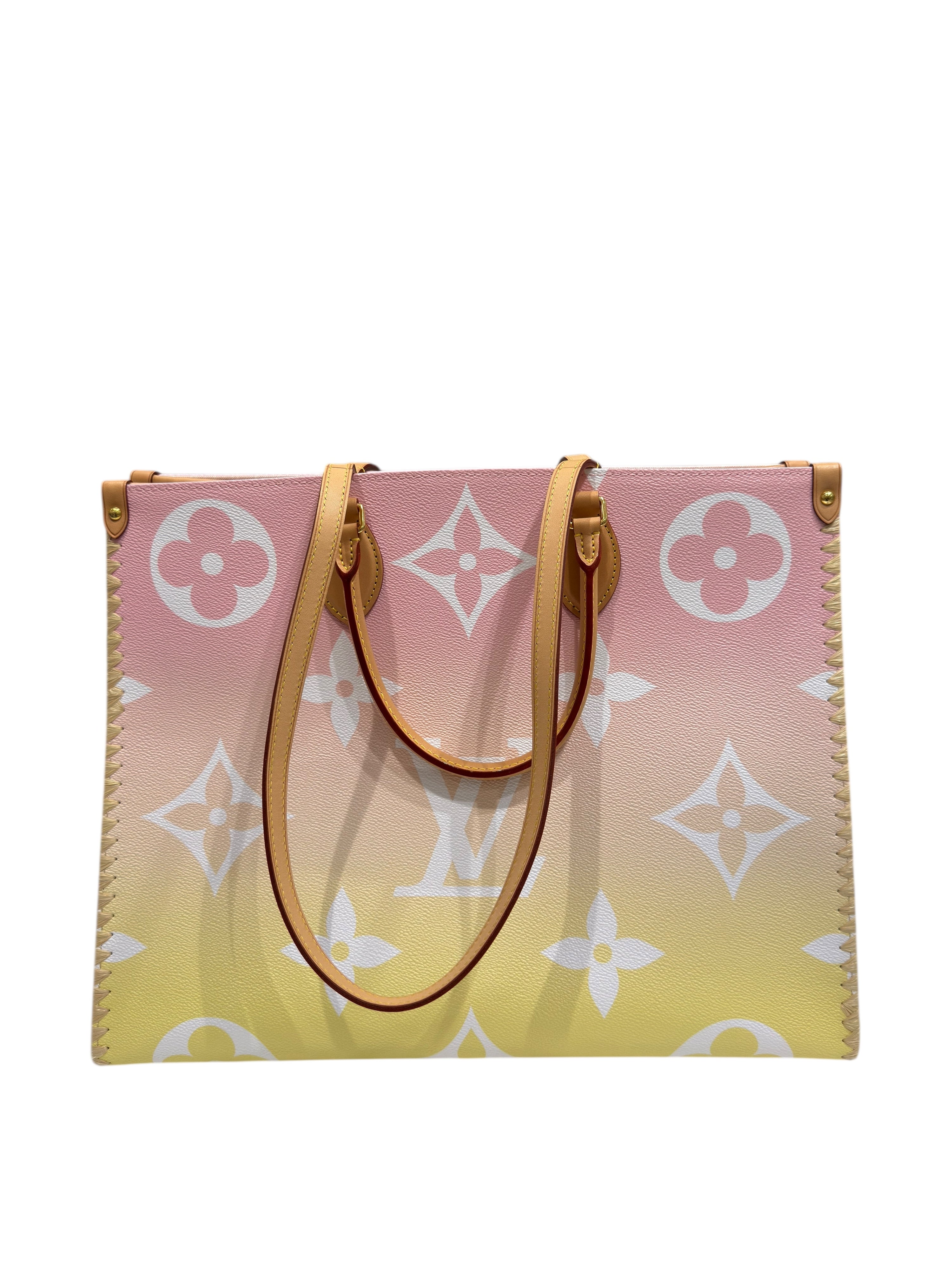 Louis Vuitton - Tasche On The Go GM Cannes-Ausgabe aus Monogramm-Leinen in Rosa- und Gelbverlauf