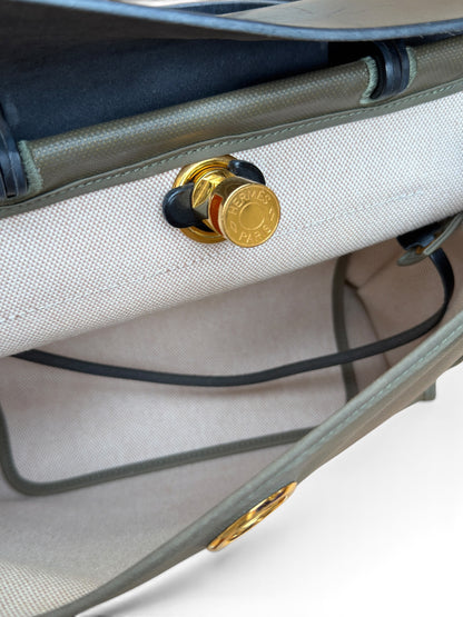 Hermès - Sac Herbag 31 Kaki et Noir