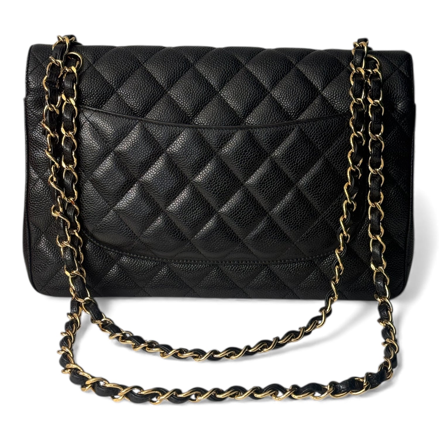 Chanel - Sac Jumbo cuir caviar noir et doré