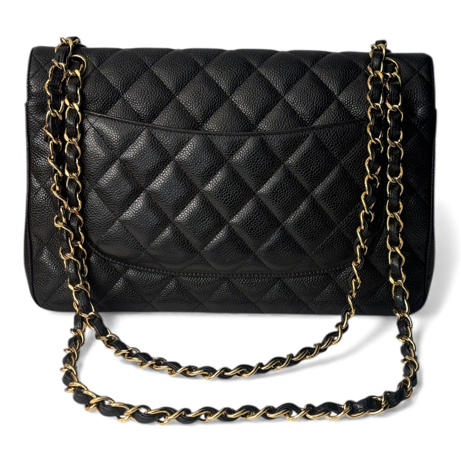 Chanel - Sac Jumbo cuir caviar noir et doré