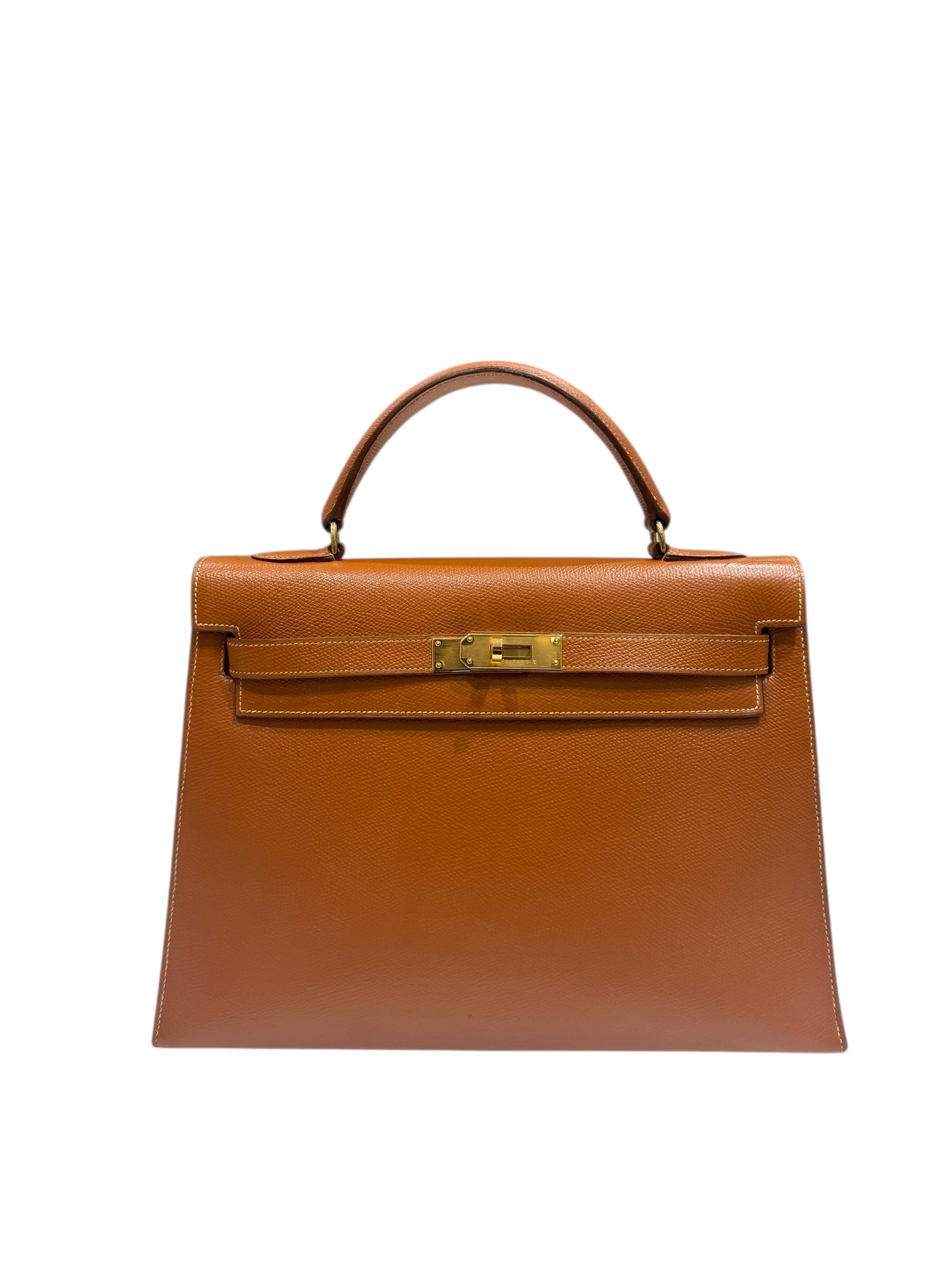 Hermès - Sac Kelly 32 Sellier Courchevel Gold vintage GHW