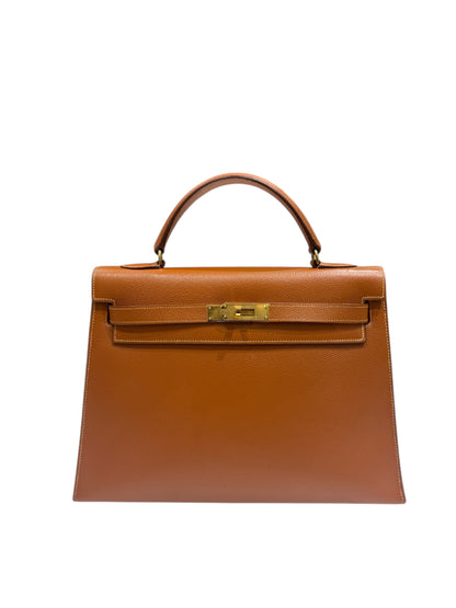 Hermès - Sac Kelly 32 Sellier Courchevel Gold vintage GHW