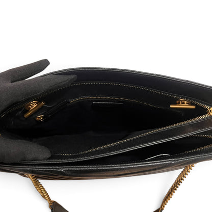 Saint Laurent - Sac cabas Tribeca en cuir grainé noir