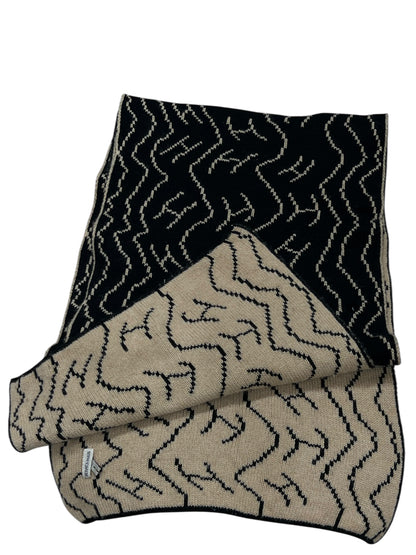 Hermès - grande écharpe cachemire noir/beige