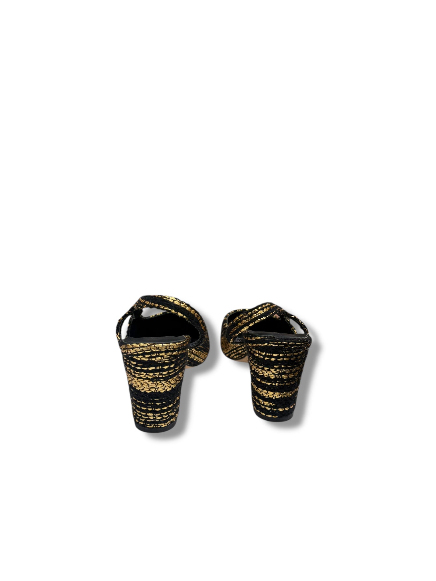 Chanel - Slingback tweed noir et or T40C édition limitée