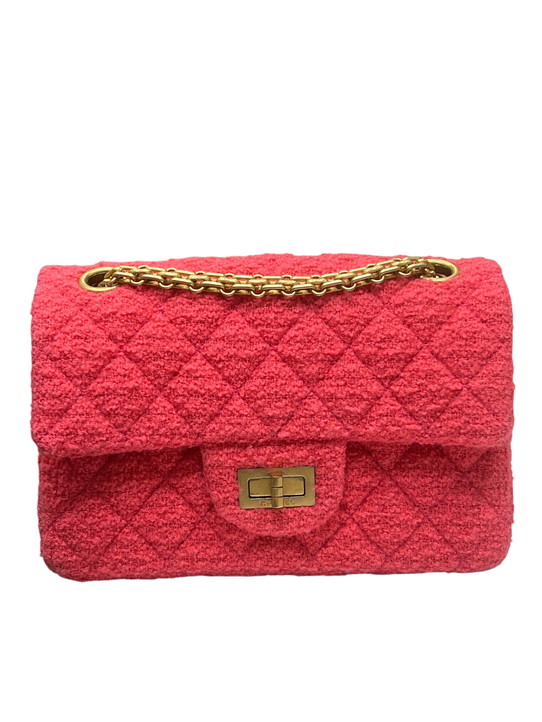Chanel - sac 2.55 mini rectangle tweed fushia