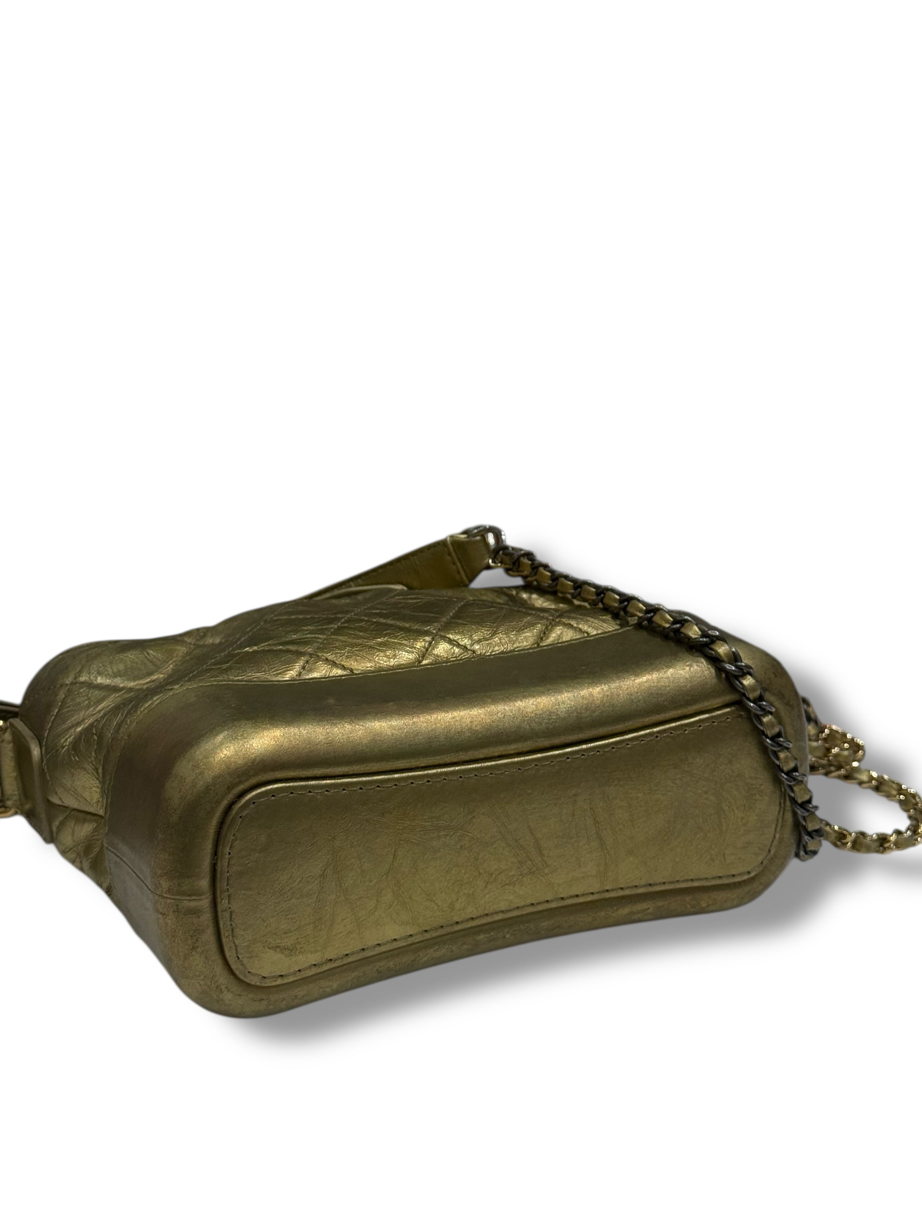 Chanel - Mini Gabrielle bag in quilted matte gold