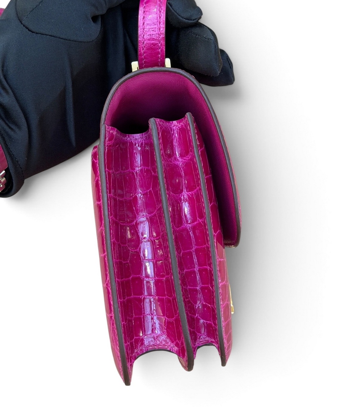 Hermès - Sac Constance Élan Crocodile Porosus Rose
