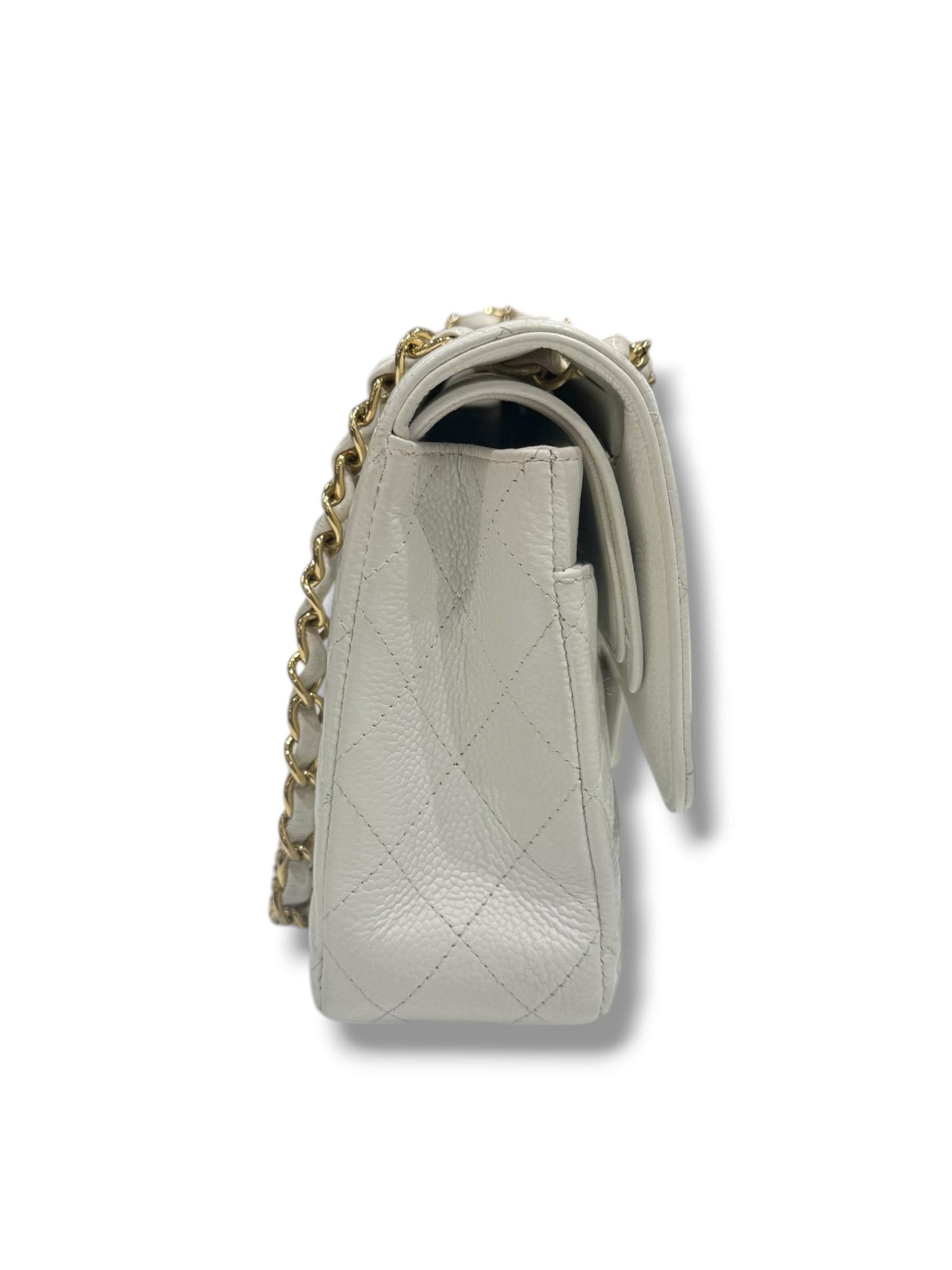 Chanel Sac Timeless 25 Cuir Caviar Blanc | Les Folies d’Eugénie