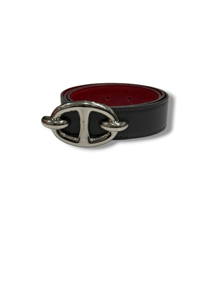 Hermès - Ceinture Chaîne D’ancre Gris/Rouge T85