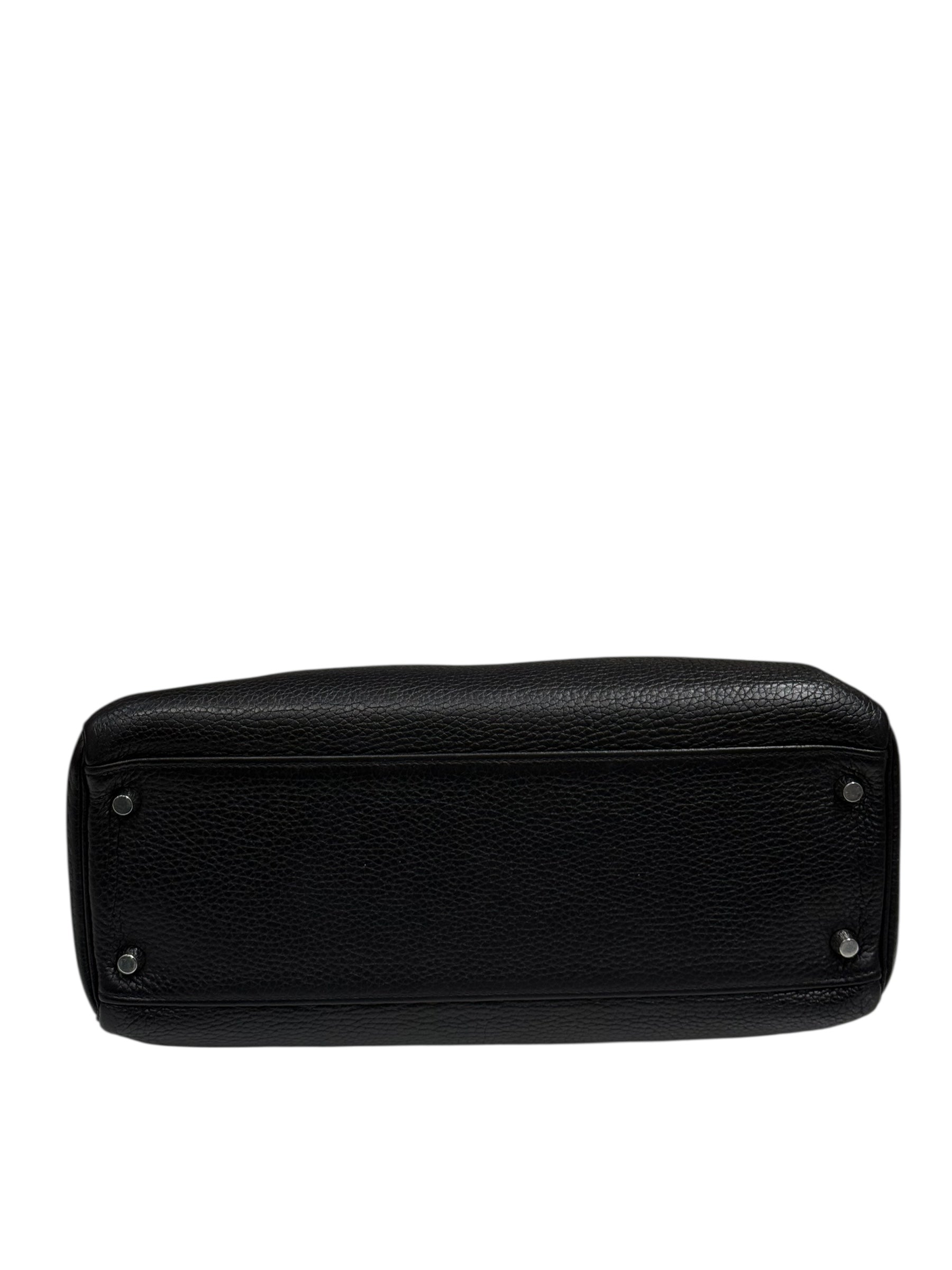 Hermès - Sac Kelly 32 clemence retourné Bleu Encre nuit PHW