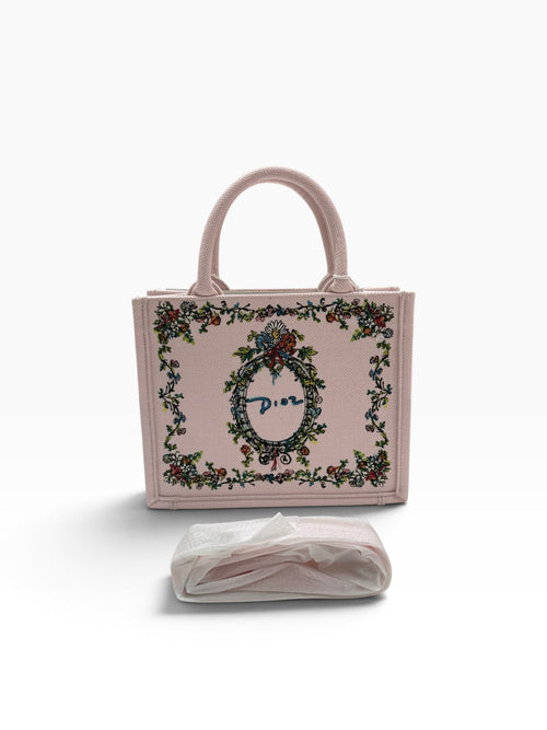 Dior - Book Tote Small Dioriviera in Rosa mit Blumenstickerei als Hommage an Bérard