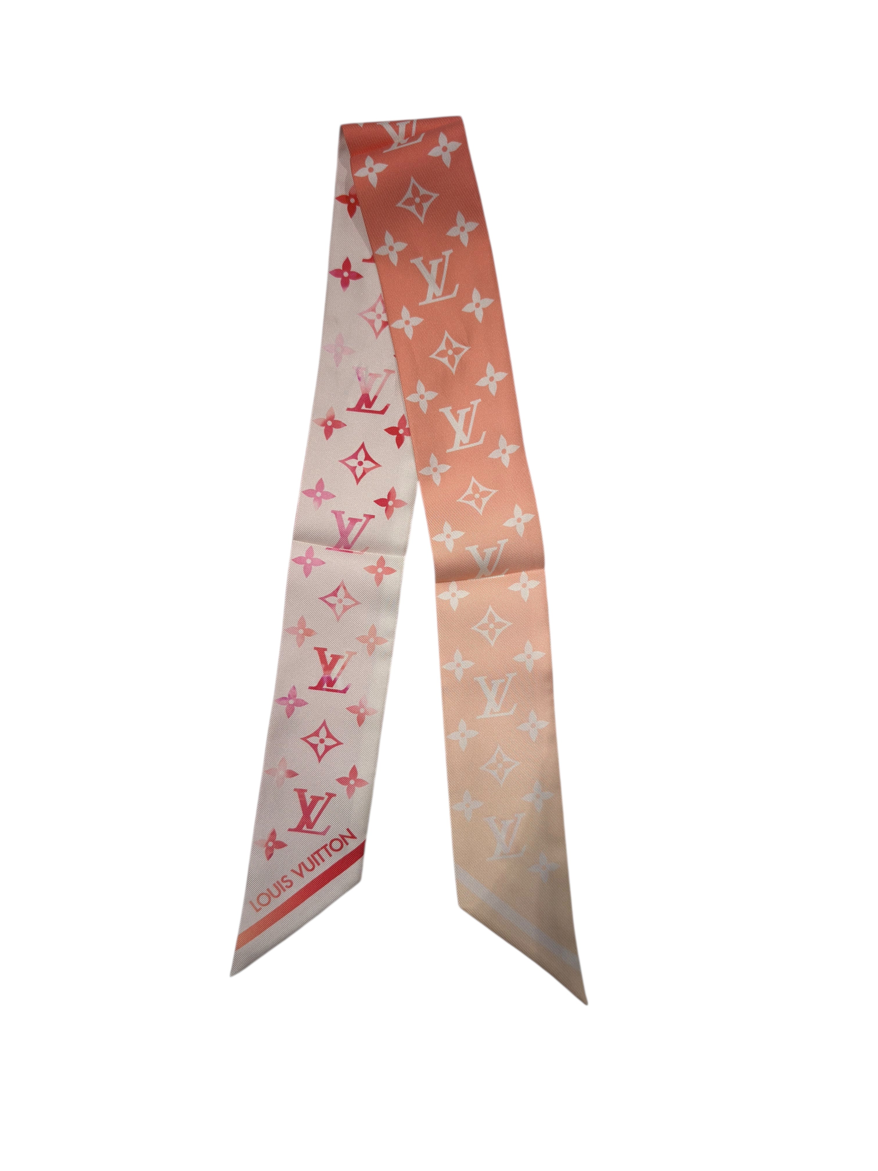 Louis Vuitton - Twilly Nano Monogram Aquarelle en soie rose et orange