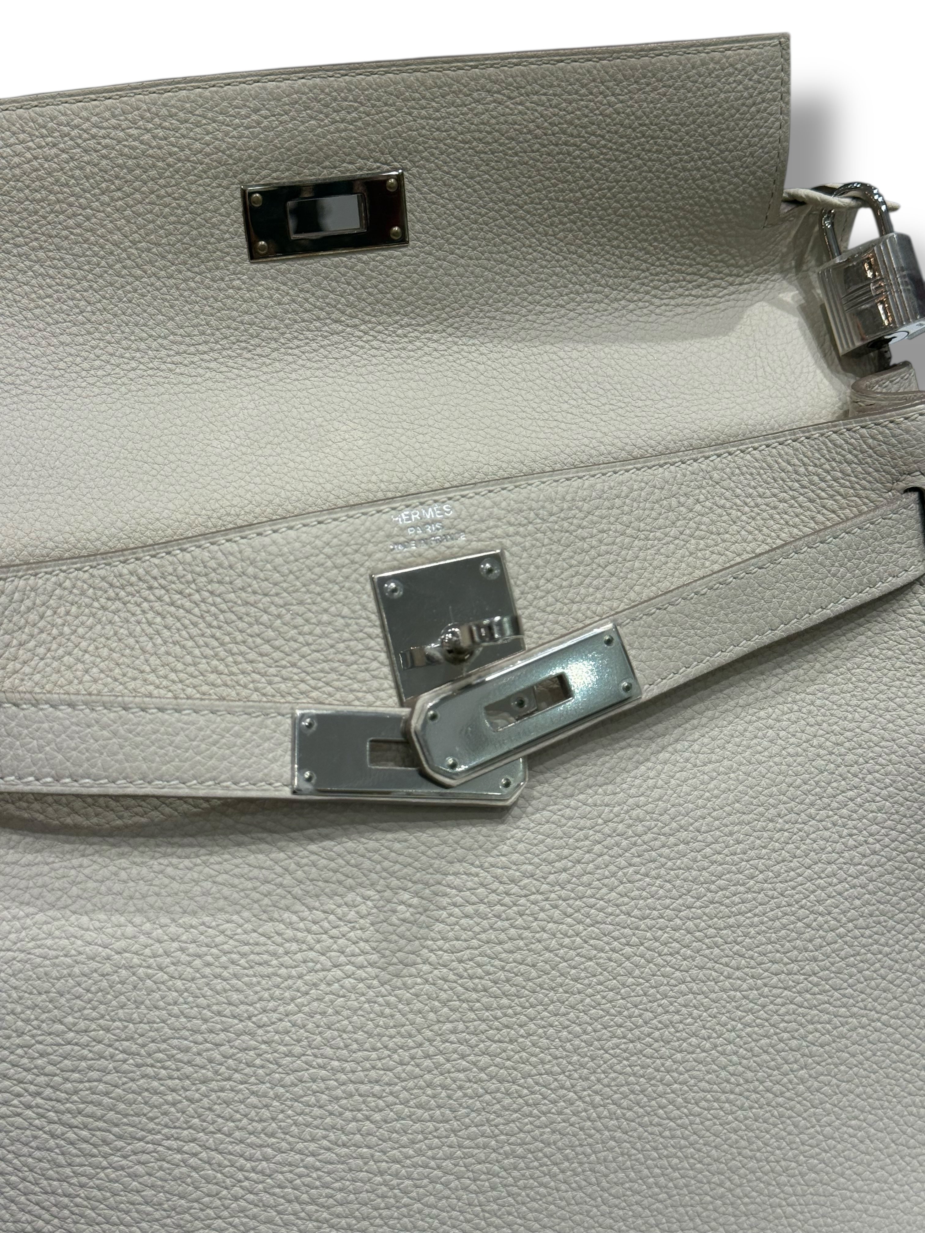 Hermès - Sac Kelly 28 Béton PHW